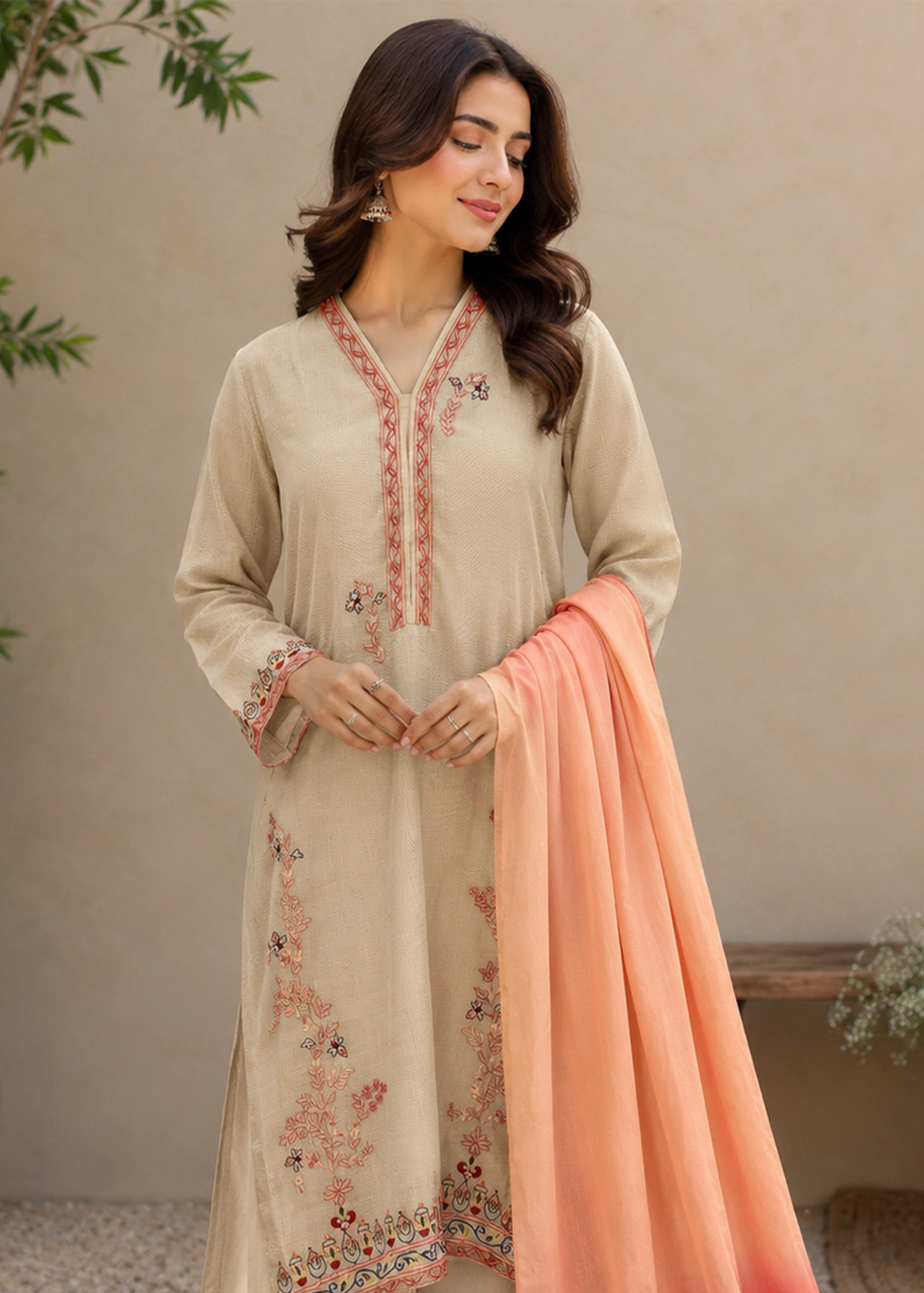 Lawn Karandi Kurta - 3 Piece
