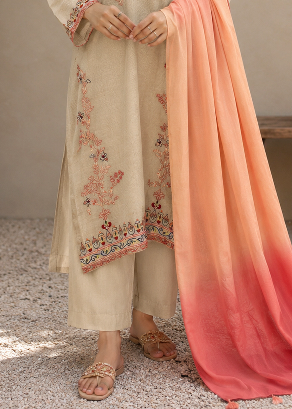 Lawn Karandi Kurta - 3 Piece