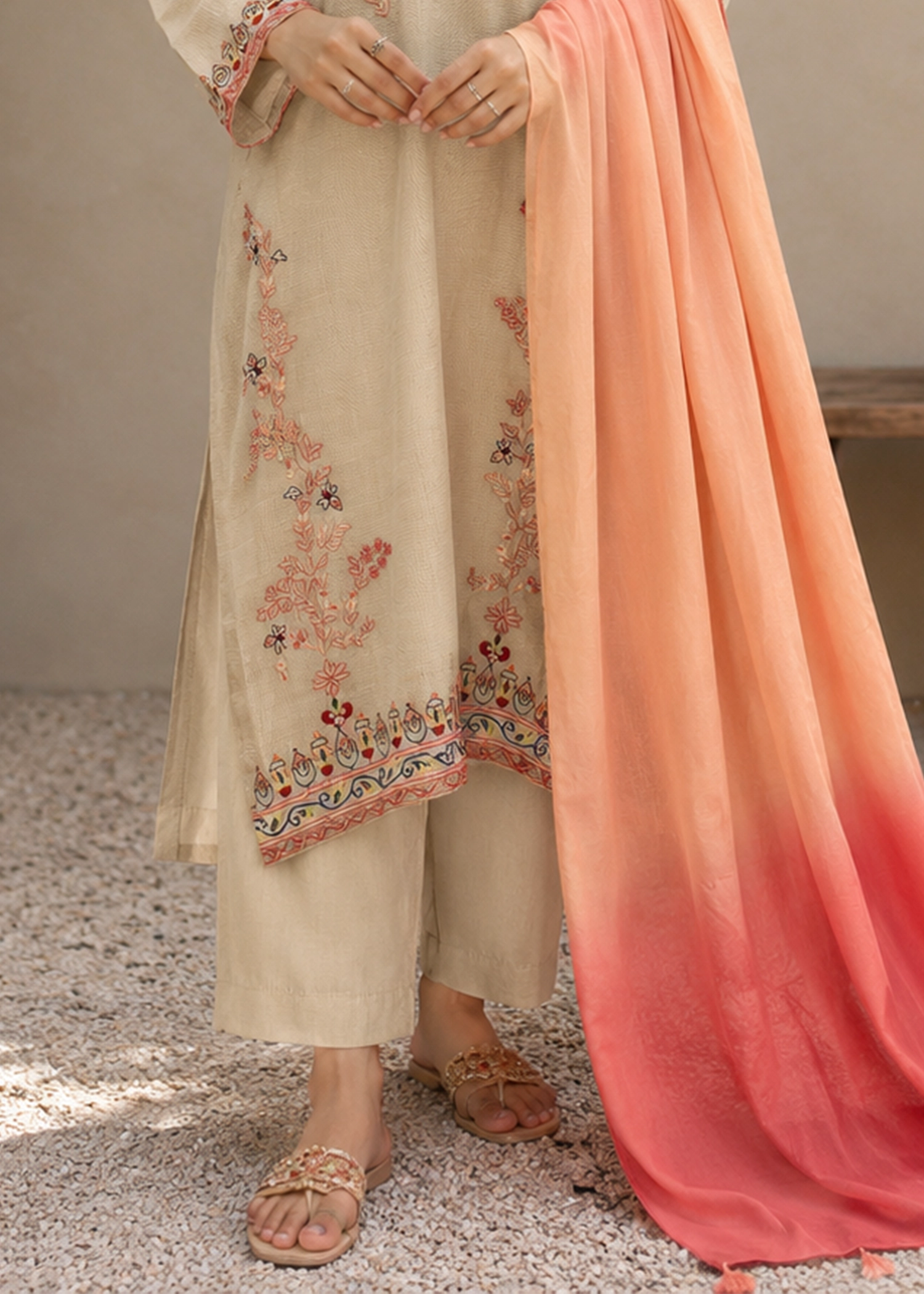 Lawn Karandi Kurta - 3 Piece